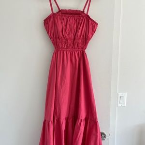 Intermix Cynthia Smocked Cotton Midi Dress